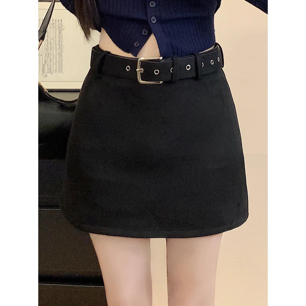 American Retro Spicy Girl Suede Skirt - Women s Petite Slimming A-Line Short Skirt for Autumn/Winter 3XL