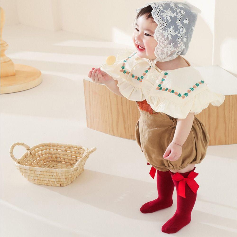 2Pairs Ventilated Princess Socks Cotton Knee Socks Comfortable Bow Socks  Girls Students Baby