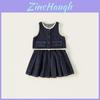 Girl Denim Outfit Kids Summer Sleeveless Vest Skirt Set For Ages 3 To 8