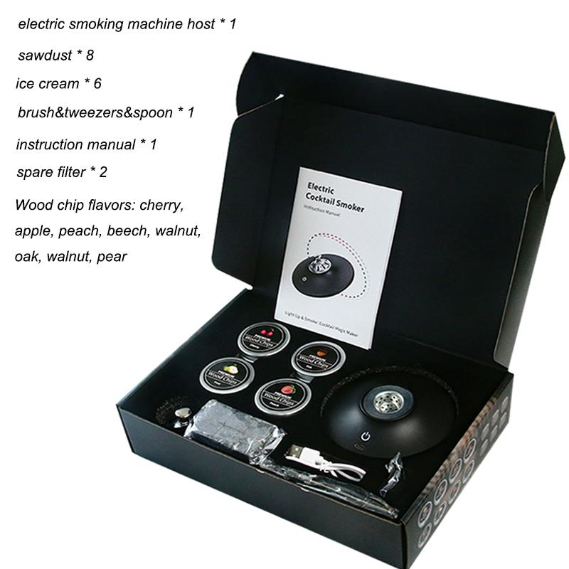 Electric Rechargeable Whiskey Smoker Kit Cocktail Smoker Kit with 8 Wood Chips Ice Stones Accessories for Bourbon Whiskey 7