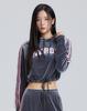 Ndy Women'S Velvet Arch Logo Crop Pullover Hoodie (Black/Sky Blue/Charcoal/Brown)