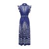 Nuovo Arrivo Estivo Abito Lungo Maxi Senza Maniche con Collo Alto e Stampa Etnica Vintage per Donna con Cintura