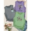 Women's Elegant Style Simple Fresh Line Letter Combination Gift Print Pattern Round Neck3Sleeveless Vest Spring/summer Women's Top