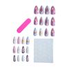 1 Set 3D Press On Nails Easy Removal Almond French Tip Stick-on Fake Nails Full Cover Glue On False Nails Women DIY Manicure Supplies