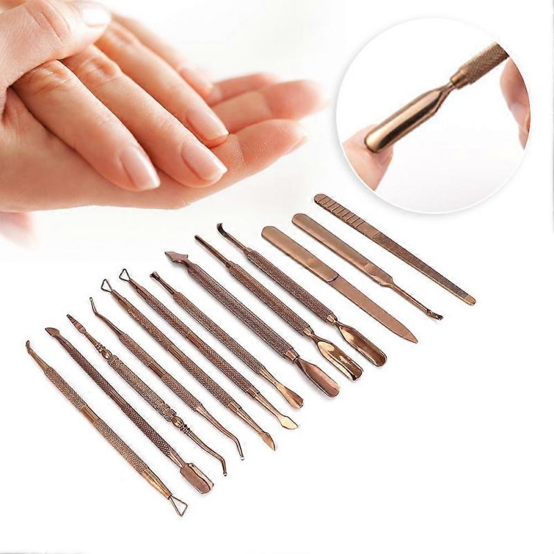13 Pcs Steel Scales, Cuticle Remover, Fork, Dead Skin File, UV Gel Polish Remover, Nail Art Tools, 13 Pcs