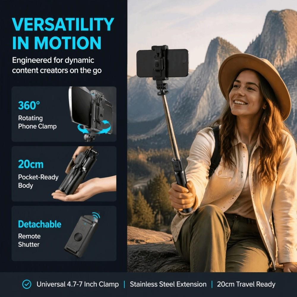 Bluetooth Remote Selfie Stick Tripod Extendable Pole Bluetooth Selfie Stick Streaming