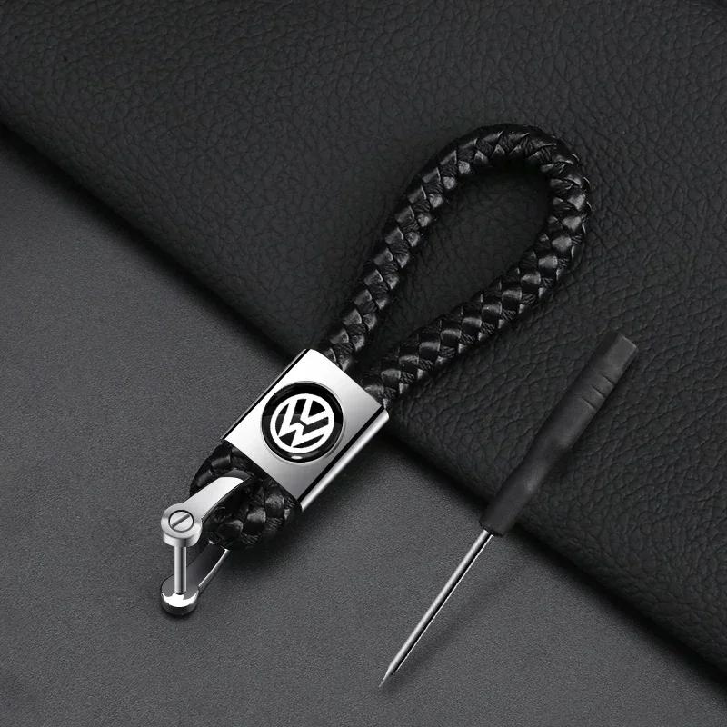Metal Leather Car Keychain Key Ring Badge Accessories For Volkswagen Golf-5 6 7 MK6 Jetta Lavida Polo Tiguan Passat B5 B6 B7