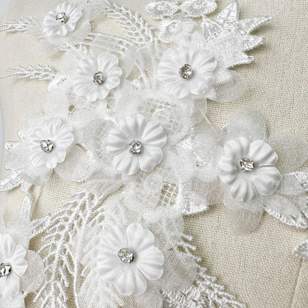 Polyester Lace Pair Flower, Flower Piece Bead Diamond Lace Cloth Sticker Headscarf Women'S Clothing Children'S Clothing Diy Jewelry Accessories