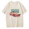 JDM T-shirts Japanese Retro Car Print 100% Cotton O-Neck Summer CRX Harajuku Oversized Tops Mens Casual Tees Camisetas