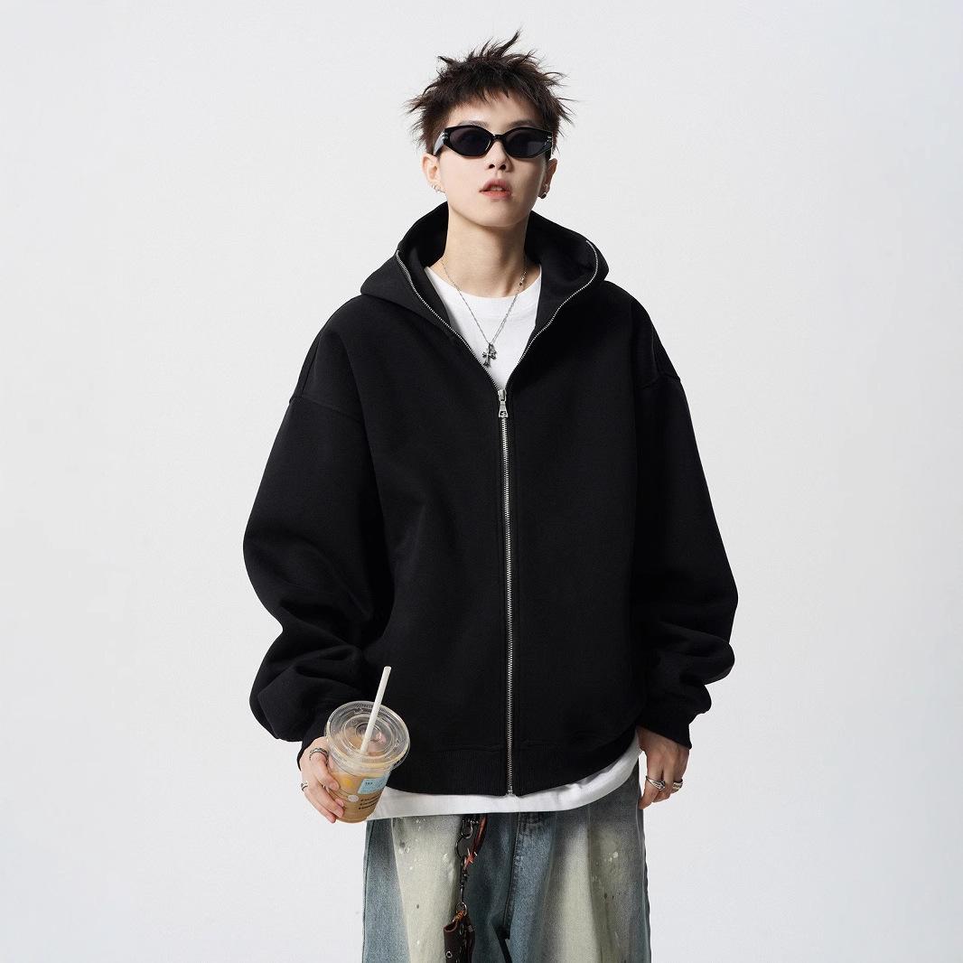 Кардиган Пальто Мужской Зимний Утепленный Капюшон Свитер Спортивная Толстовка XXL чёрный