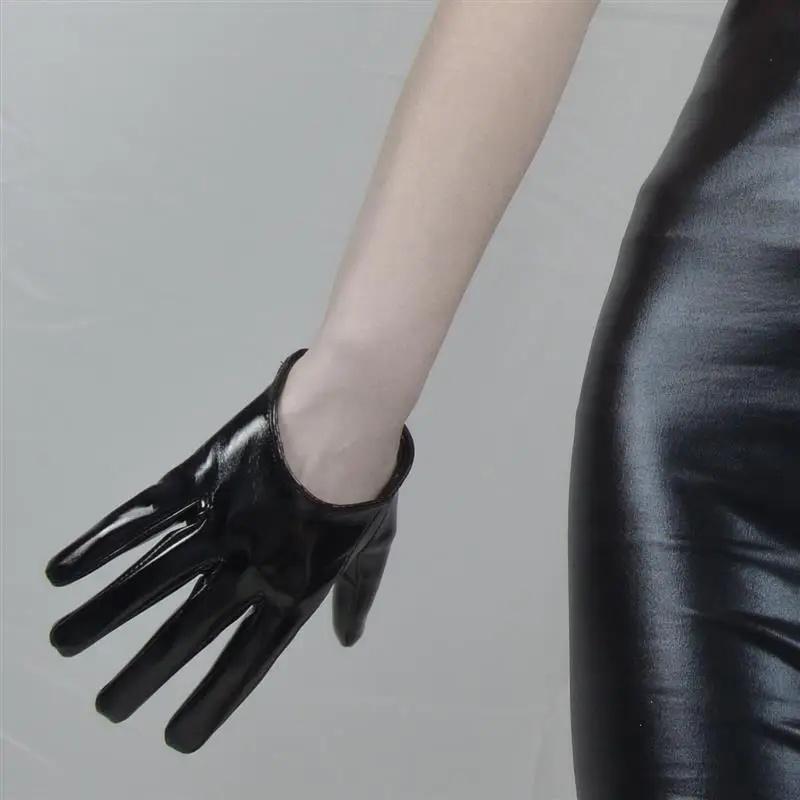 Extra Långa 70CM Lackläderhandskar Dam Ljus Svarta Simulerat Läder PU Varma Prestanda Fotografi Cosplay Gratis Frakt