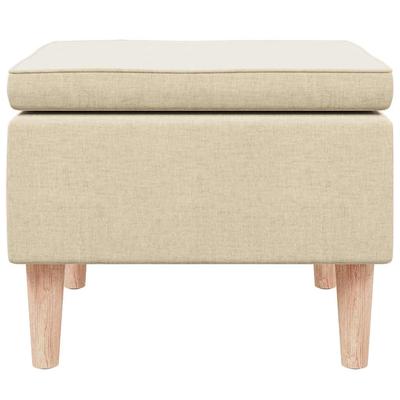 Footstool with Wooden Legs Cream Fabric
