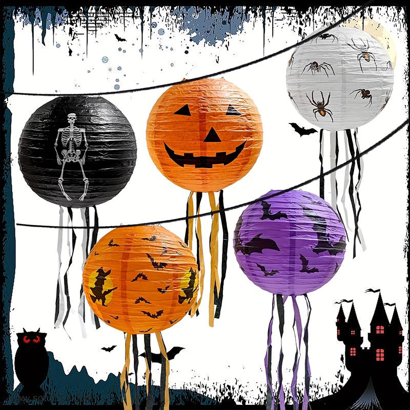 5PC Halloween Party Scene Props 3D Foldable Paper Lantern Paper Lanterns Paper Decorations Halloween Paper Lantern 8 Inches