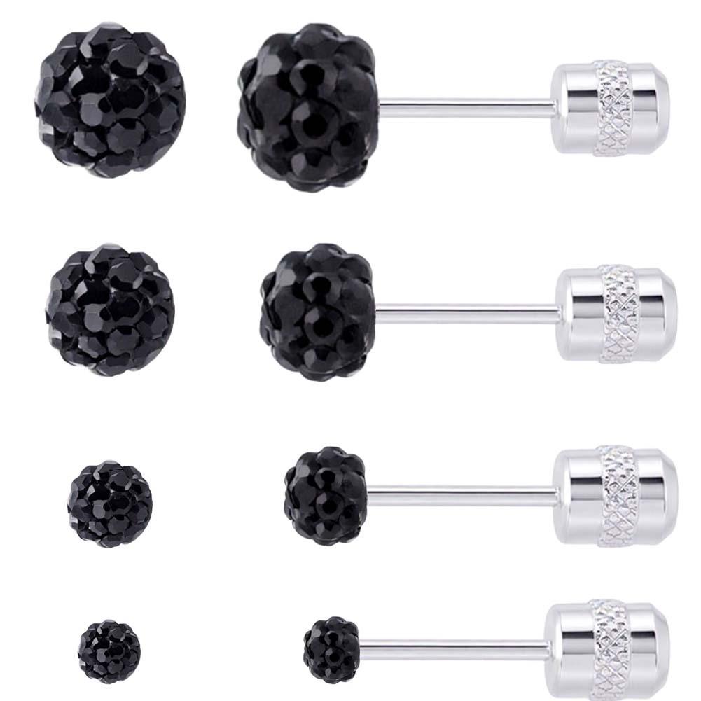 Multi-Color Titanium Steel Full Diamond Ball Stud Earrings for Cartilage Piercings