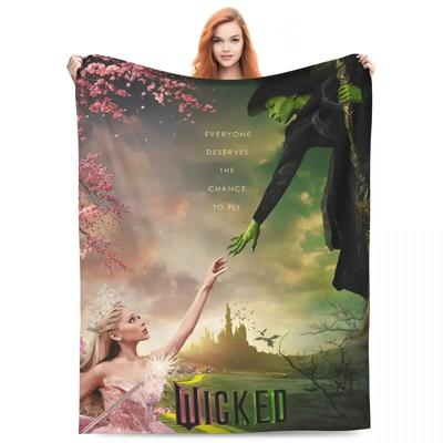 Wicked Elphaba  Glinda Tonal Super Soft Plush Throw Blanket for Couch Bed Travel Movie Magic Flannel Bedspread Cover
