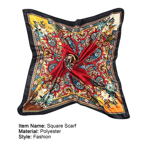 Square Scarf Flower Design Best Gift Polyester Flower Printing Square Scarf for Outdoor