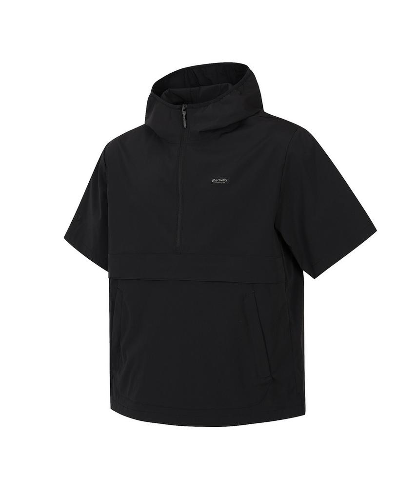 DISCOVERY EXPEDITION Uni Freshvent Lightweight Woven Training Short Sleeve Hooded Anorak (Black)