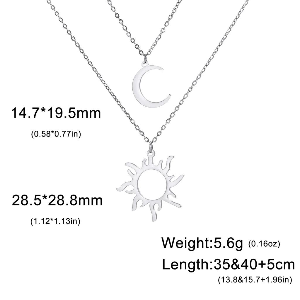 Sun Moon Pendant Necklace Women Fashion Stainless Steel Clavicle Chain Jewelry Gift for Friends New Arrival