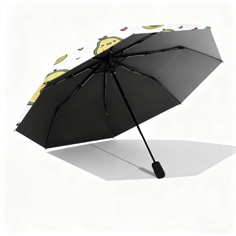 1pc Open/Close Avocado-Themed Umbrella with Cute Avocado & Hearts Design, Folding Canopy, Durable Rain Umbrella Suitable for T