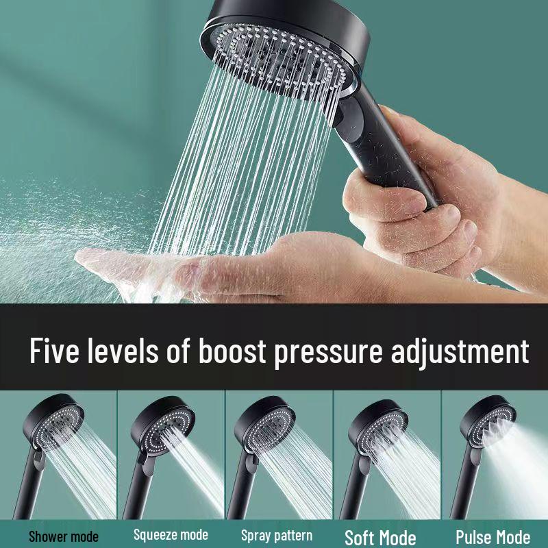 Black Warrior 5-Speed Lotus Handheld Shower Head Set for Bathrooms