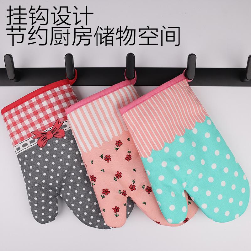 Thick Cotton Insulated Oven Gloves - High Temp Resistant & Anti-Scald for Baking & Kitchen Use