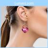 Sweet Heart Shaped Lock And Key Design Acrylic Women Pink Earrings Jewelry For Casual Wear And Teens
