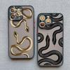 Luxurious Black Gold Snake Phone Case for IPhone 17 16 Plus 15 14 13 12 11 Pro Max Mini X XR Unique Dragon Shockproof Back Cover