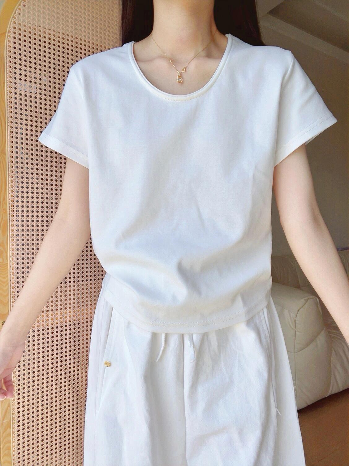 

Summer U-Neck Short Sleeve Women s Casual Loose T-shirt S белый