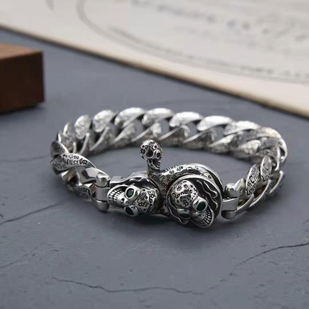 European and American Motorcycle Trendsetters Punk Style Skull Graffiti Bracelet