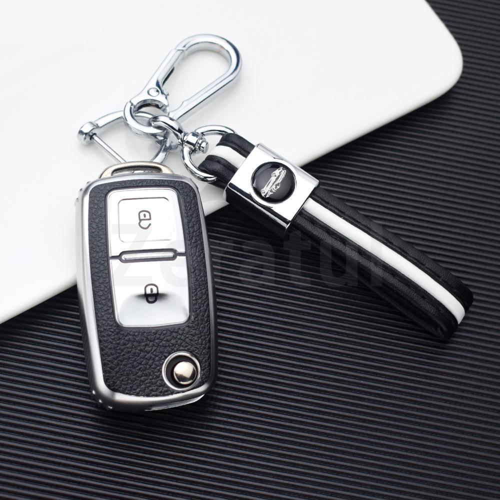 rmwpf7 2/3 Buttons TPU Leather Car Key Case Cover Shell Fob Bag for VW Volkswagen Polo Tiguan Passat Golf Jetta Lavida Skoda Octavia