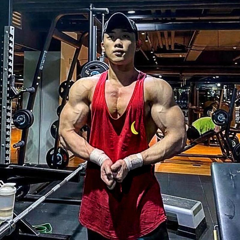 Muscleguys Banana Printed Mens Mesh Yback Training Wear Tank Tops Vneck Sports Causal Fashion Vest Singlets Gym Sleeveless Top Men