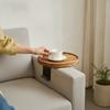 Sofa Armrest Tray Round Arm Movable Couch Table for Living Room, Small Apartment,