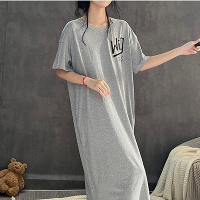 Women's Letter Print Plus Size Dress Loose Casual Plus Size Slimming Long Over The Knee T-shirt Dress