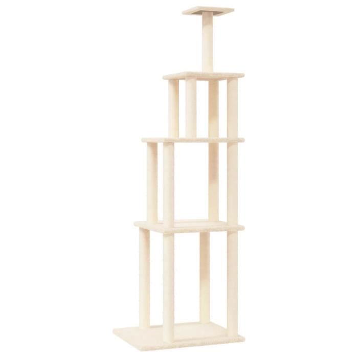 VidaXL Arbre à chat avec griffoirs en sisal crème 183 cm 171744