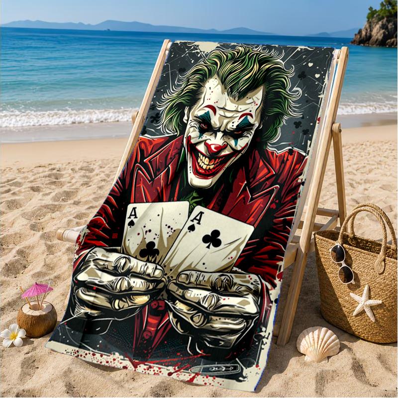 Cool Clown Pattern Beach Towel, Microfiber Beach Towel, Perfect For Pool, Beach, Travel, Home Decor Beach Party Fan Gifts