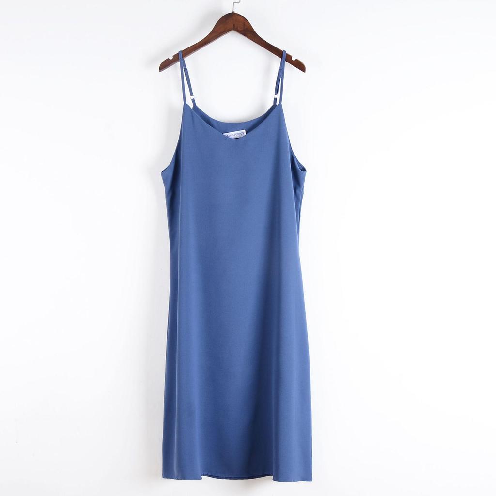 Sleeveless Chiffon A-Line Dress - Women's Knee-Length Solid Color Skirt for Summer Commutes