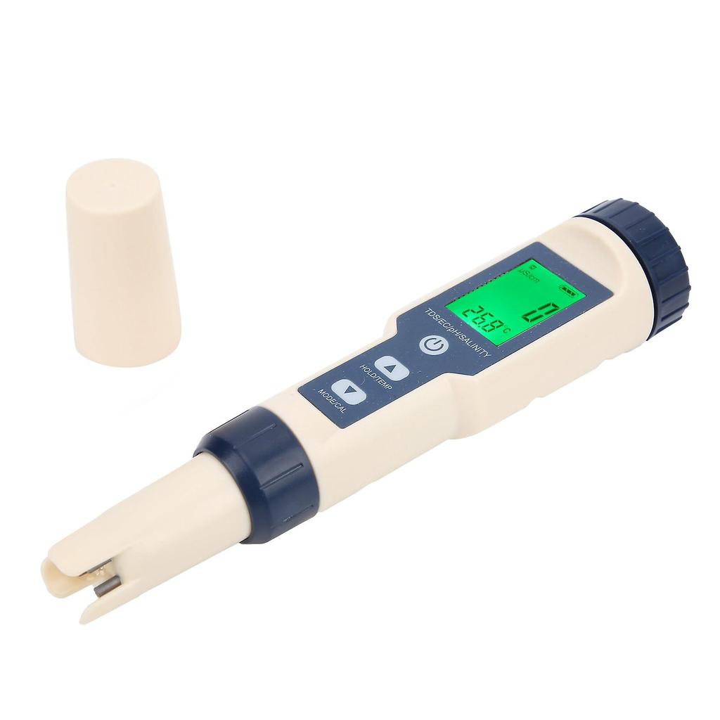 Water Quality Tester - 5 in 1 PH/EC/TDS/SALT/TEMP Test Pen with Backlight