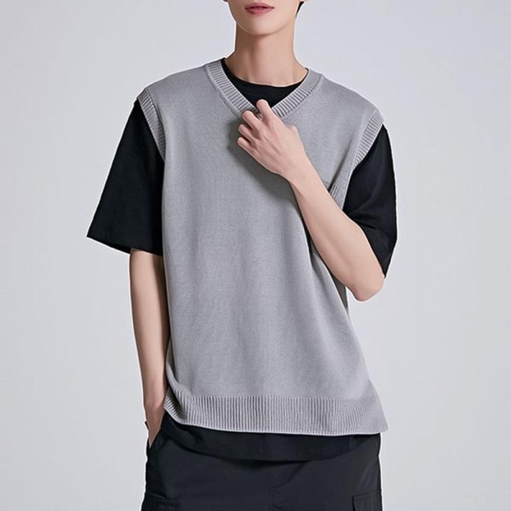 

[spao] Fake PockeT KniT VesT Spkvc25m09 T Gray/100