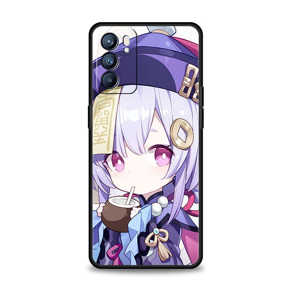 

Чехол для игрового телефона Genshin Impact для Oppo A54 A53 A52 A9 2020 A15 A95 A16 A76 A74 A12 Find X5 Reno7 Reno6 Pro Plus 5G черный чехол Oppo Find X5 Pro