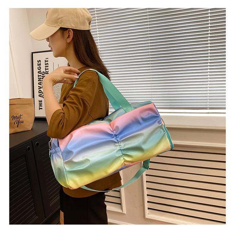 Sports Yoga Gym Bag Women Dry Wet Separate Large Capacity Short Travel Bag Gradient Handbag Crossbody