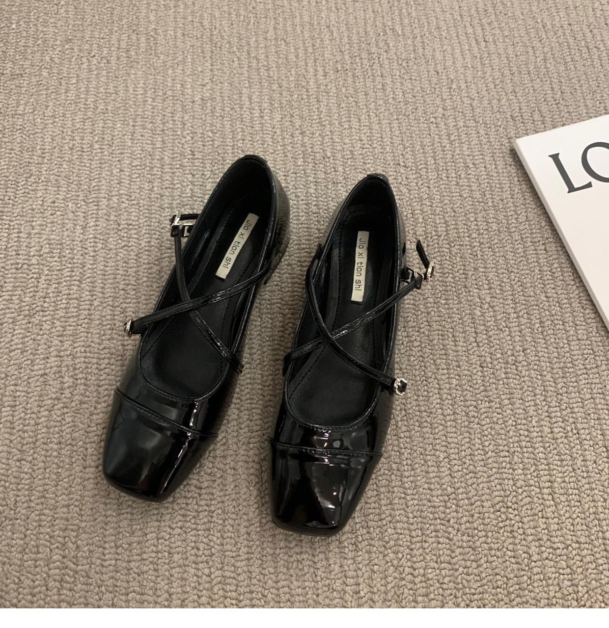 

Fashion Chunky Heel Loafers Silver Mary Jane Pumps Square Head Single Women s Shoes New Spring Cross Belt Buckle Moccasins Heels Women 35