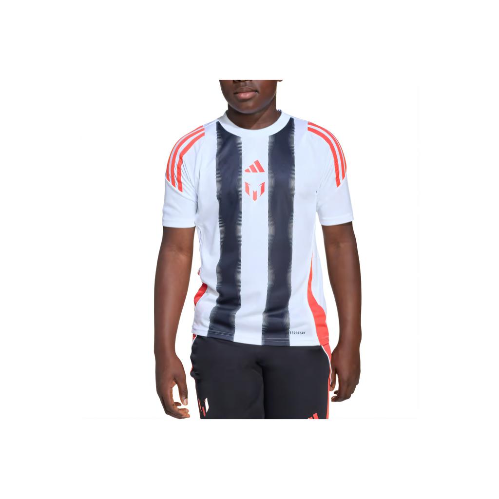 adidas Messi Training Striped Crew Neck Short Sleeve Sportswear Kids Tops JY9621