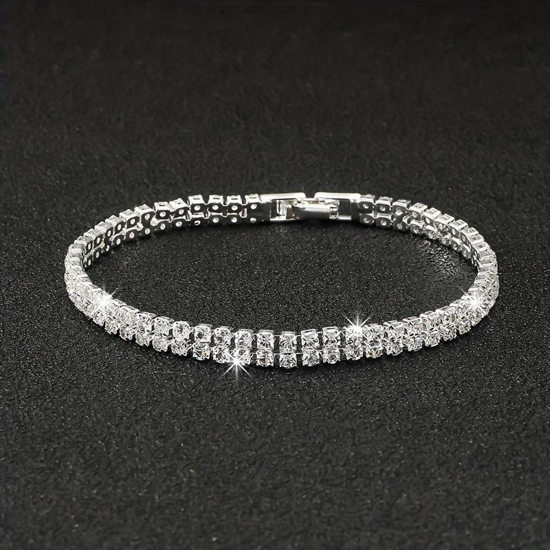 Shimmering Rhinestone  Zircon Bracelet - Elegant Women s Date Jewelry Gift