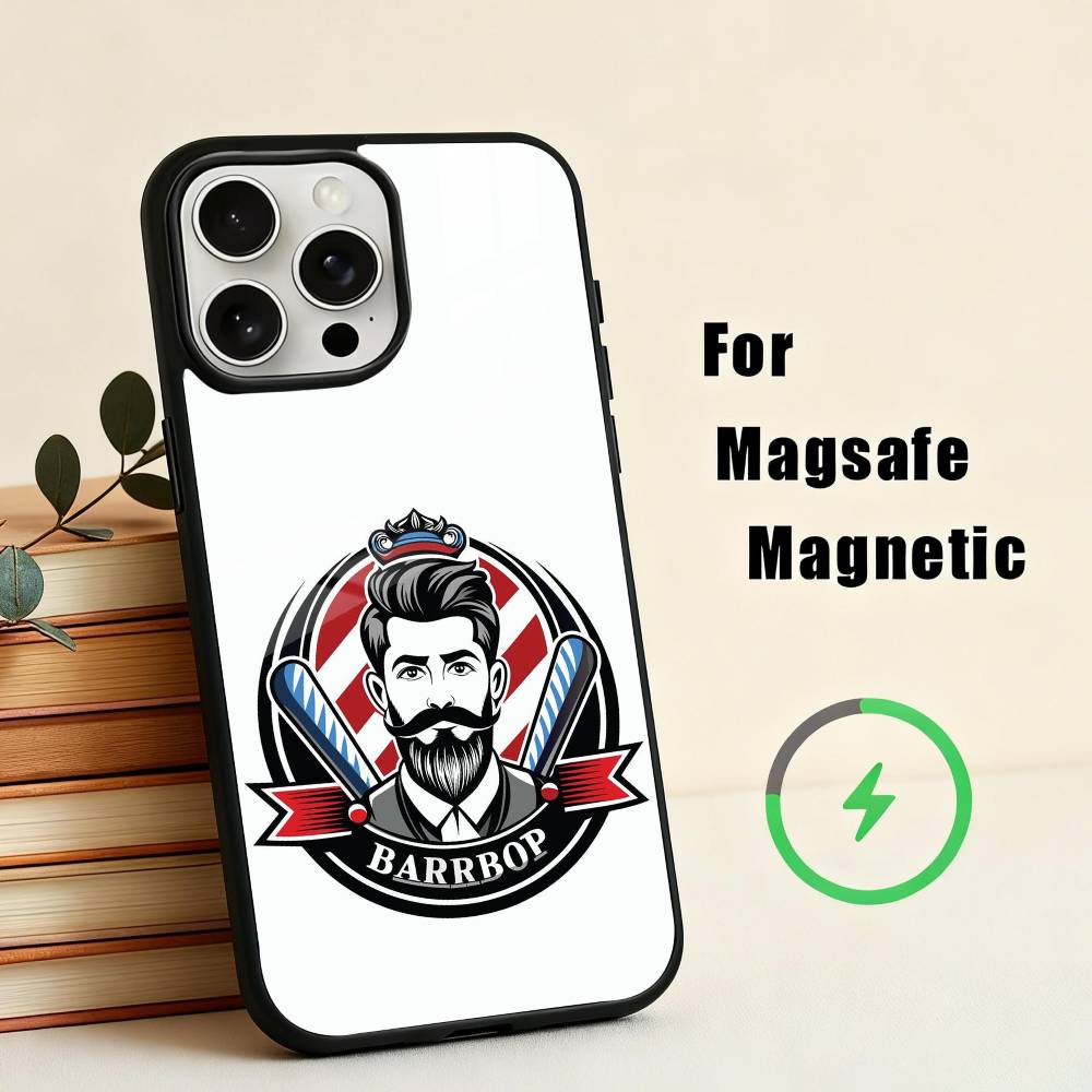 Barber Shop H-Hair Stylist SalonARTPhone Case For iPhone17,16,15,14,13,12,11 Plus,Pro Max Magnetic For Magsafe Wireless Charging