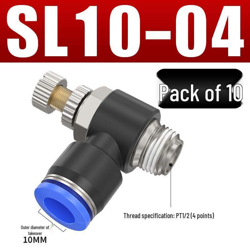 Adjustable Pneumatic Throttle and Speed Control Valve with Quick Connector for Air Tubes SL4 6 8-M5-01-02