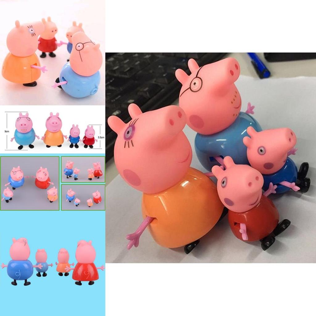 Cartoon Peppa Pig Cake Topper Set For Birthday Party With Soft And Hard Headed Figures