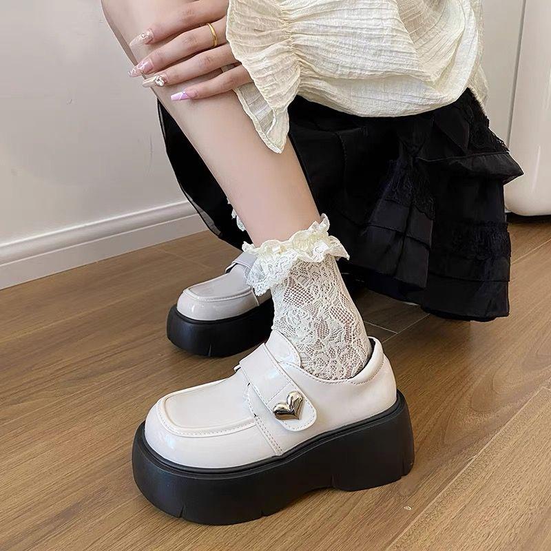 

Fashion Woman Pumps with Medium Heels Platform Leather Casual Loafers Shoes for Women Round Toe Non Slip Stylish Luxury Brand 2025 Trend 35