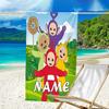 1pc Teletubbies3 Beach Towel with Custom Name, Beach/Swimming/Bath/Picnic/Camping Towel, Suitable for Seaside Beaches