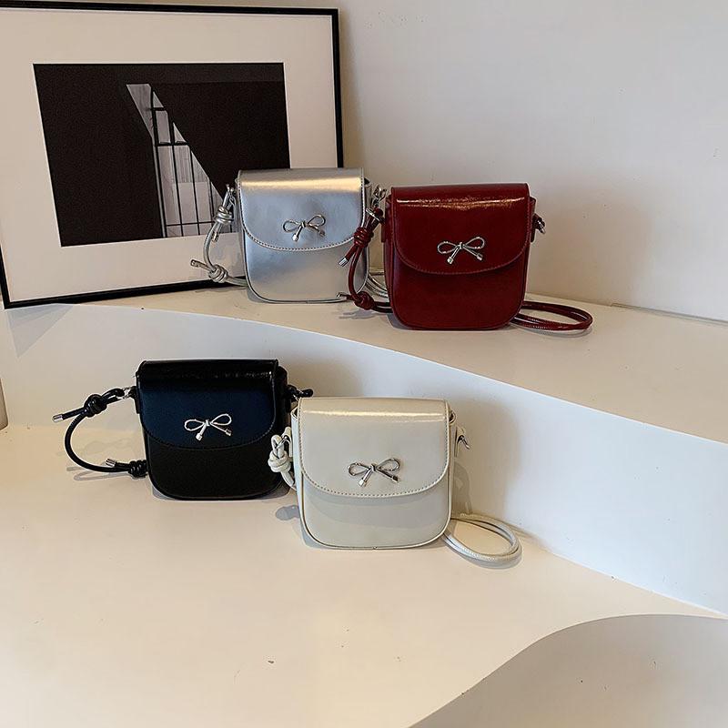 Trendy Korean Style Butterfly Bow Small Shoulder Bag For Women 2024 Summer Edition Medium Size Black White Silver Red