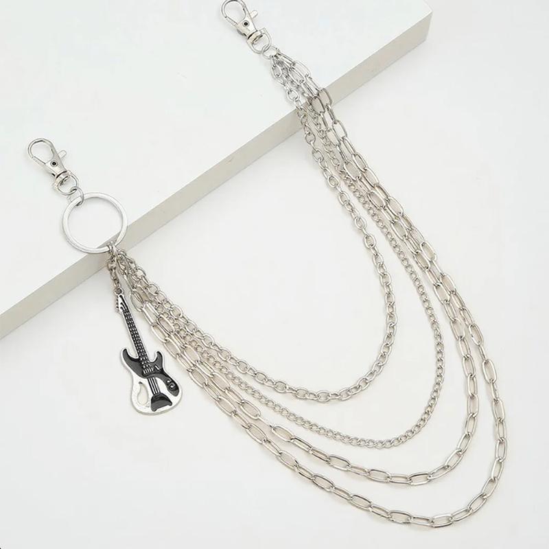 Mehrschichtiger Metall-Gitarren-Anhänger Hosenkette Hip-Hop-Taille Schlüsselanhänger Jeans-Kette Damen Trendiger Schmuck Zubehör Geschenke